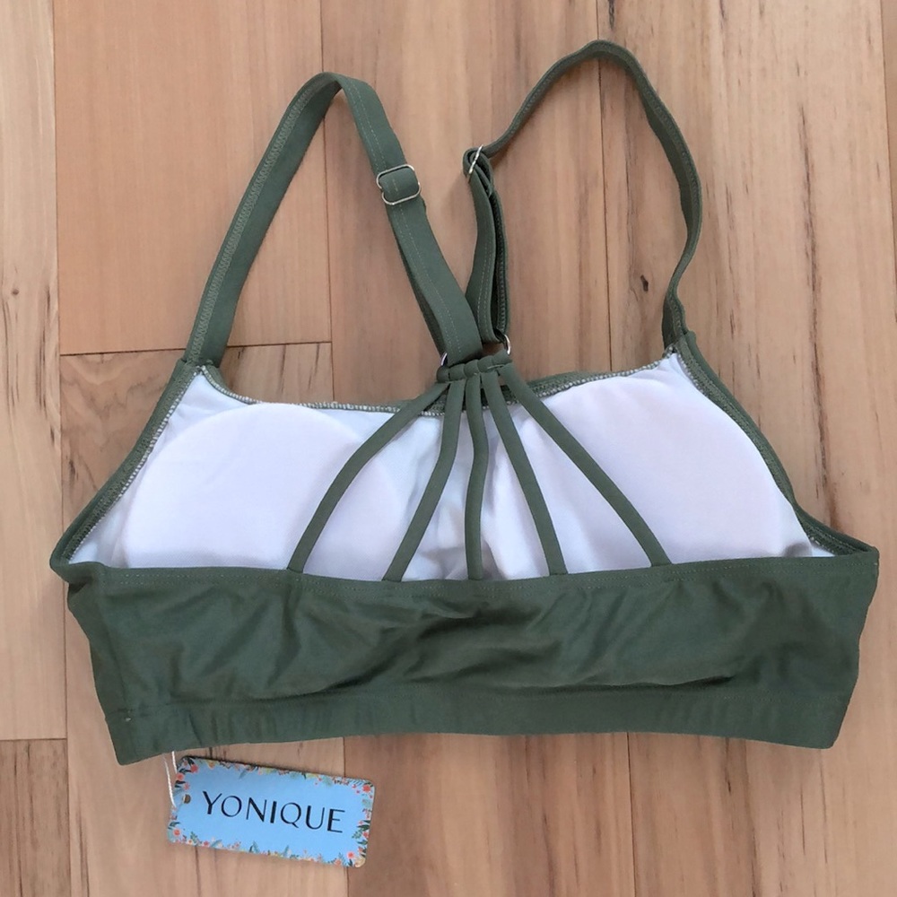 New Yonique Women’s swim top.  Size M.  Olive green.